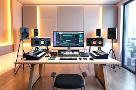 Poste de montage audio de Bureau Micro Cahors à Cahors avec casque et contrôleur de niveau.